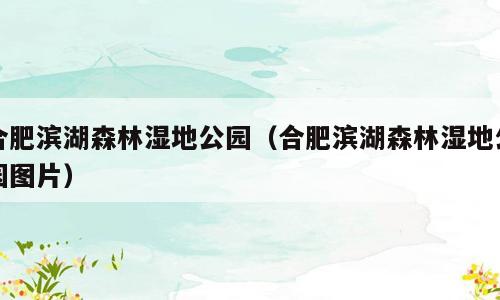 合肥滨湖森林湿地公园（合肥滨湖森林湿地公园图片）
