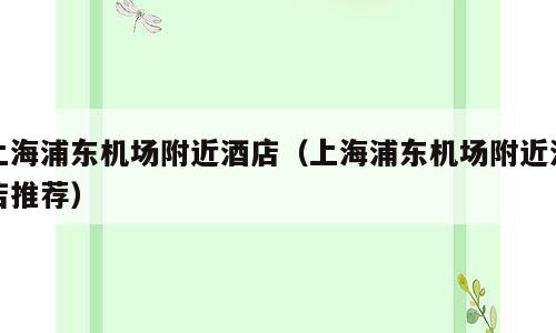 上海浦东机场附近酒店（上海浦东机场附近酒店推荐）