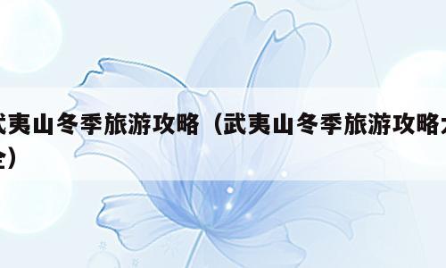 武夷山冬季旅游攻略（武夷山冬季旅游攻略大全）