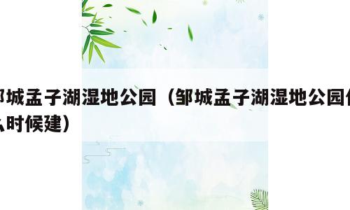 邹城孟子湖湿地公园（邹城孟子湖湿地公园什么时候建）