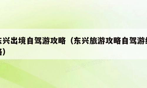 东兴出境自驾游攻略（东兴旅游攻略自驾游线路）