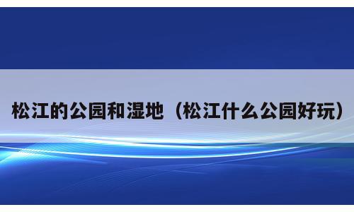 松江的公园和湿地（松江什么公园好玩）