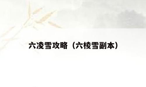 六凌雪攻略（六棱雪副本）