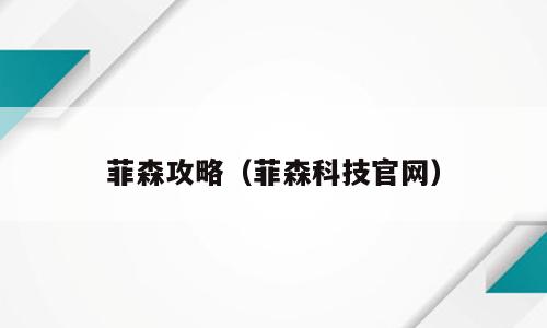菲森攻略（菲森科技官网）