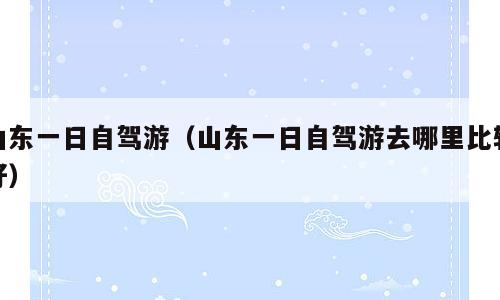 山东一日自驾游（山东一日自驾游去哪里比较好）