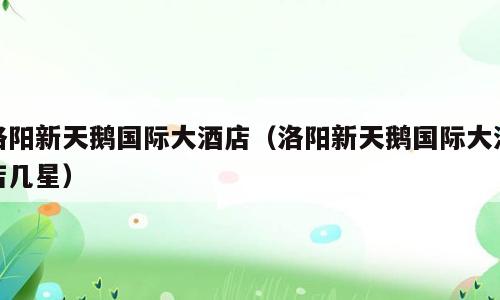 洛阳新天鹅国际大酒店（洛阳新天鹅国际大酒店几星）