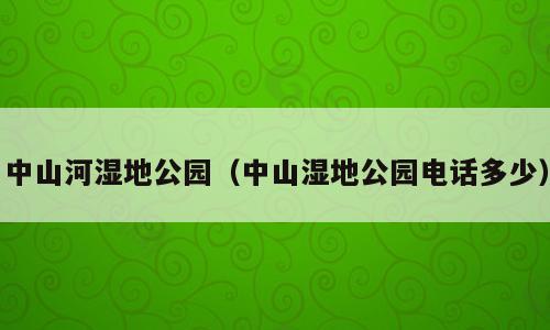 中山河湿地公园（中山湿地公园电话多少）