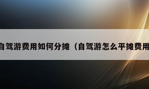 自驾游费用如何分摊（自驾游怎么平摊费用）