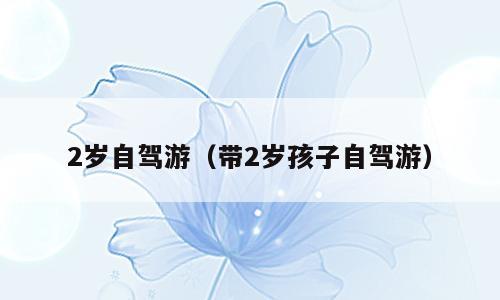 2岁自驾游（带2岁孩子自驾游）