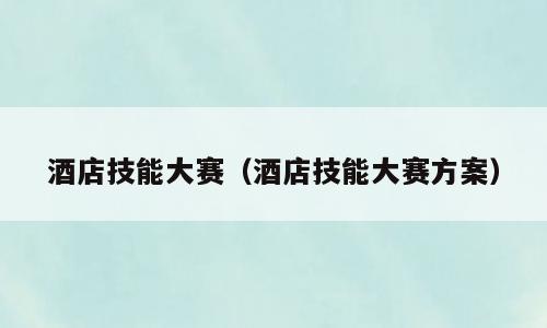 酒店技能大赛（酒店技能大赛方案）