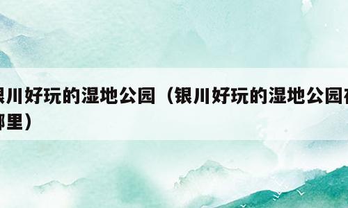 银川好玩的湿地公园（银川好玩的湿地公园在哪里）