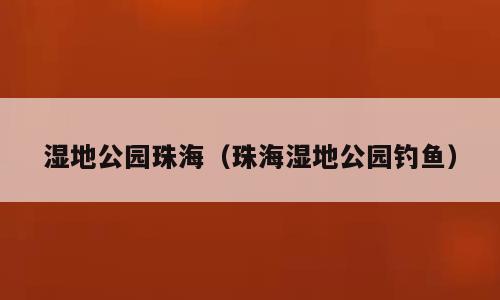 湿地公园珠海（珠海湿地公园钓鱼）