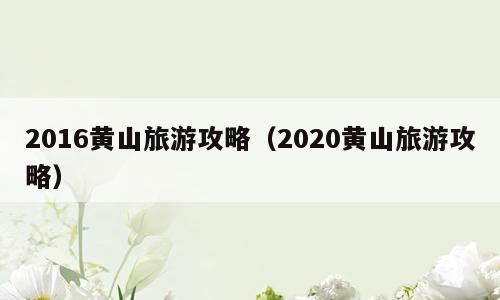 2016黄山旅游攻略（2020黄山旅游攻略）