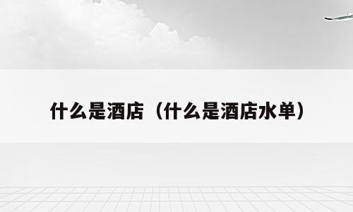 什么是酒店（什么是酒店水单）
