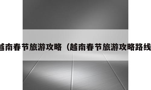 越南春节旅游攻略（越南春节旅游攻略路线）