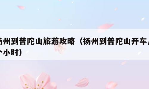 扬州到普陀山旅游攻略（扬州到普陀山开车几个小时）