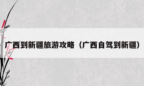 广西到新疆旅游攻略（广西自驾到新疆）
