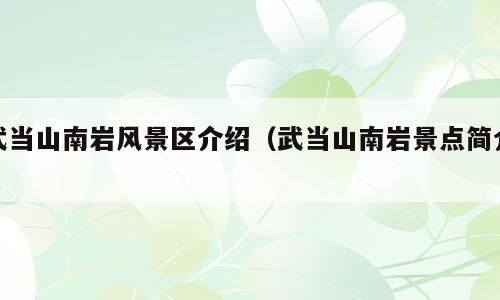 武当山南岩风景区介绍（武当山南岩景点简介）