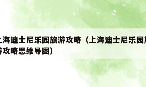 上海迪士尼乐园旅游攻略（上海迪士尼乐园旅游攻略思维导图）