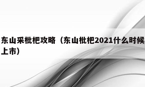 东山采枇杷攻略（东山枇杷2021什么时候上市）