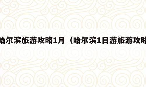 哈尔滨旅游攻略1月（哈尔滨1日游旅游攻略）