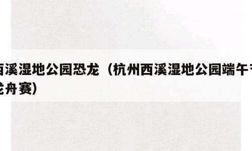 西溪湿地公园恐龙（杭州西溪湿地公园端午节龙舟赛）
