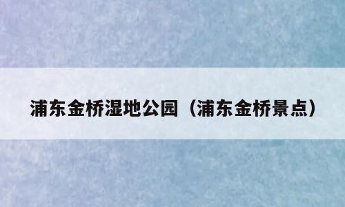 浦东金桥湿地公园（浦东金桥景点）