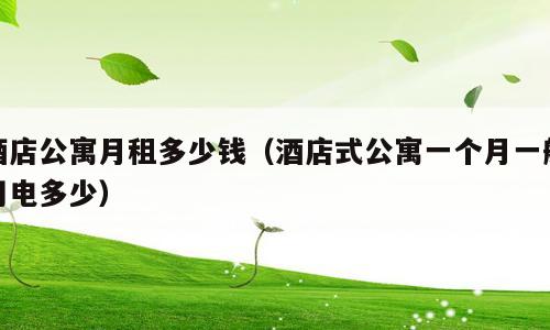 酒店公寓月租多少钱（酒店式公寓一个月一般用电多少）