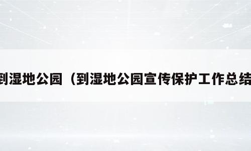 到湿地公园（到湿地公园宣传保护工作总结）