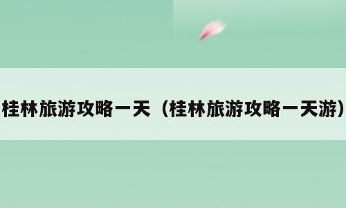桂林旅游攻略一天（桂林旅游攻略一天游）