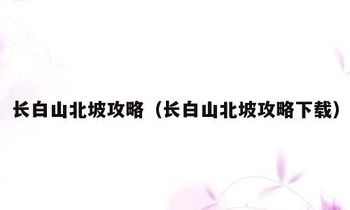 长白山北坡攻略（长白山北坡攻略下载）