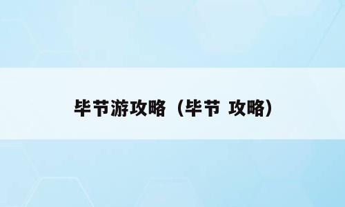毕节游攻略（毕节 攻略）