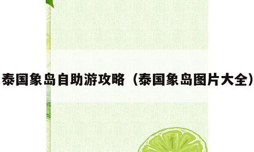 泰国象岛自助游攻略（泰国象岛图片大全）