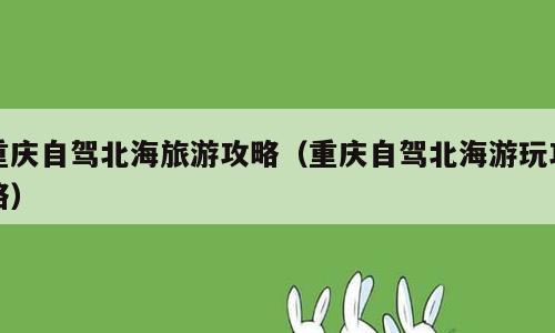 重庆自驾北海旅游攻略（重庆自驾北海游玩攻略）