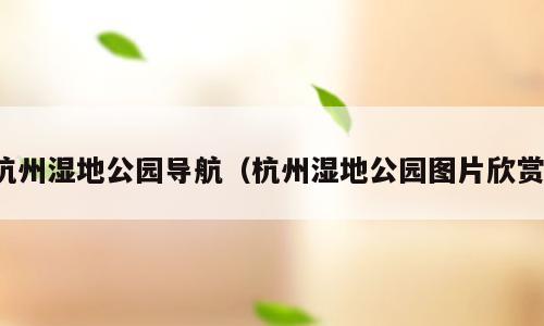 杭州湿地公园导航（杭州湿地公园图片欣赏）
