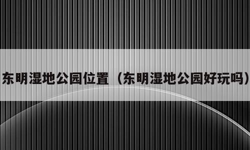 东明湿地公园位置（东明湿地公园好玩吗）