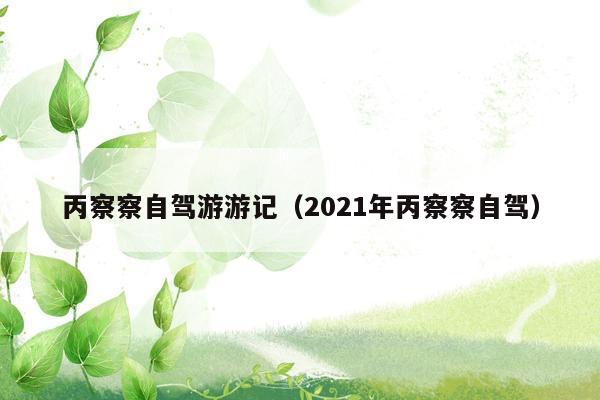 丙察察自驾游游记（2021年丙察察自驾）