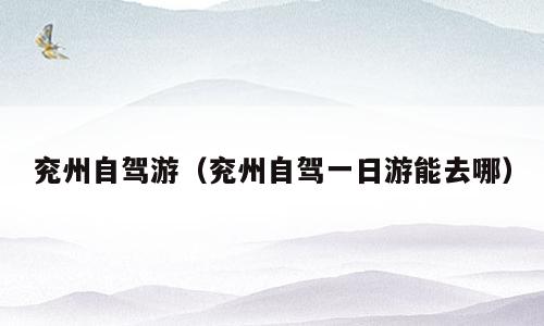 兖州自驾游（兖州自驾一日游能去哪）