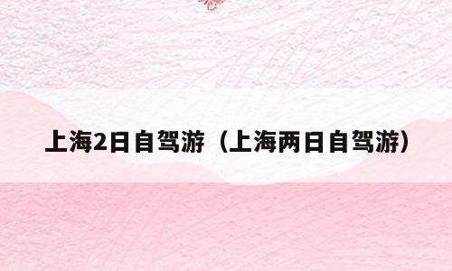 上海2日自驾游（上海两日自驾游）