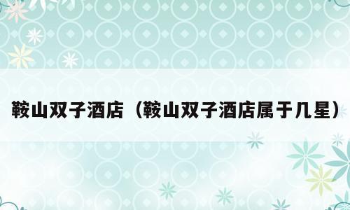 鞍山双子酒店（鞍山双子酒店属于几星）