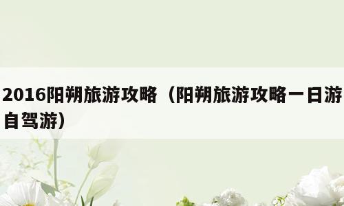 2016阳朔旅游攻略（阳朔旅游攻略一日游自驾游）