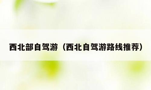 西北部自驾游（西北自驾游路线推荐）