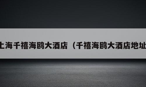 上海千禧海鸥大酒店（千禧海鸥大酒店地址）