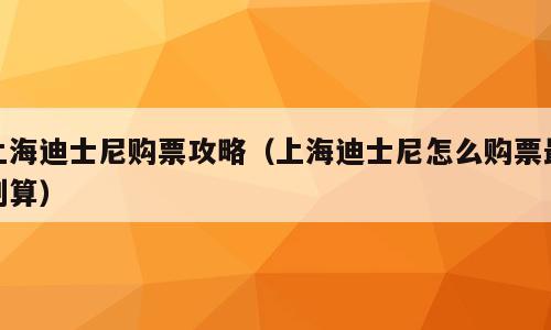 上海迪士尼购票攻略（上海迪士尼怎么购票最划算）