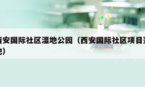 西安国际社区湿地公园（西安国际社区项目落地）